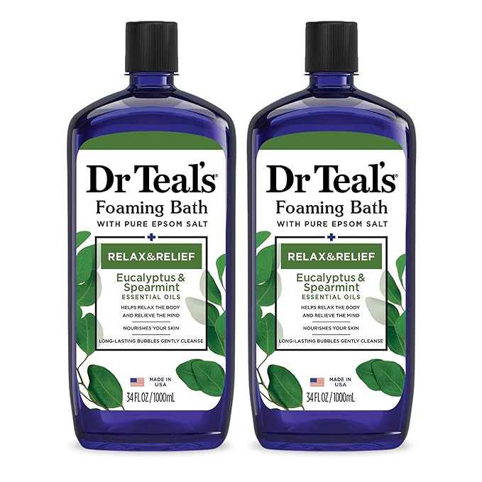 Dr Teal's Foaming Bath with Pure Epsom Salt, Relax & Relief with Eucalyptus & Spearmint, 34 fl oz... | Amazon (US)