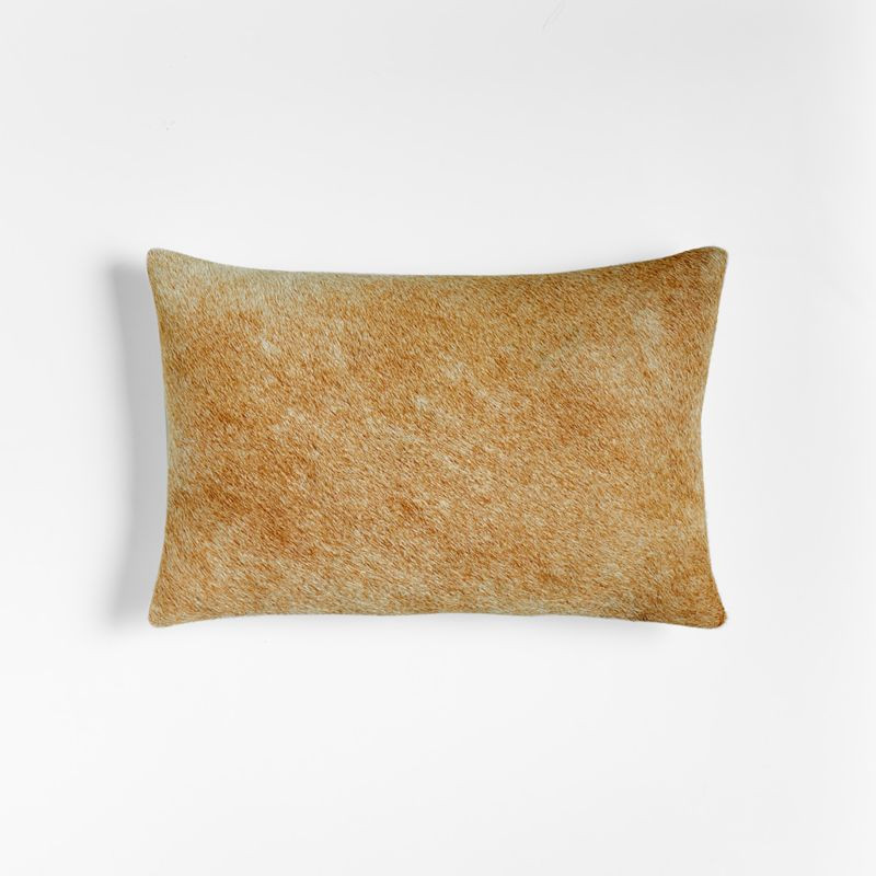 Morado 18"x12" Tan Cowhide Decorative Throw Pillow Cover with Feather-Down Insert + Reviews | Cra... | Crate & Barrel