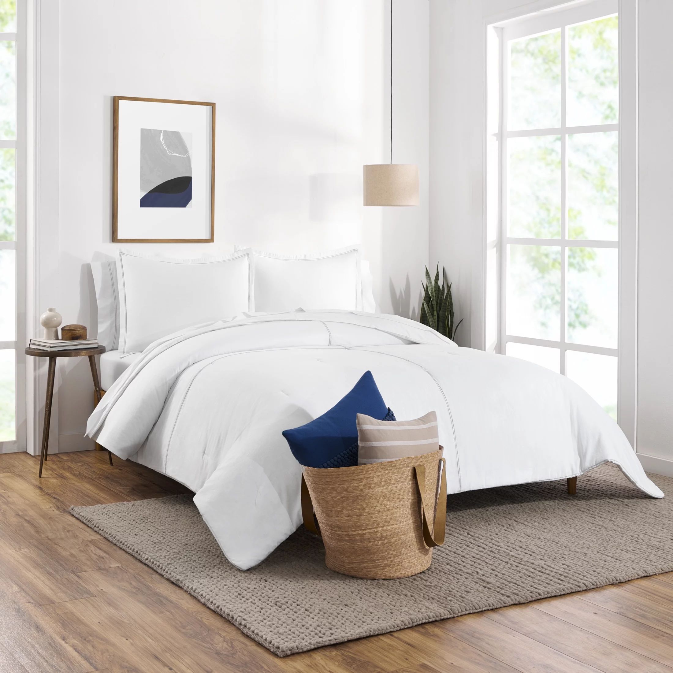 Gap Home Washed Denim Reversible Organic Cotton Comforter Set, Full/Queen, White, 3-Pieces - Walm... | Walmart (US)