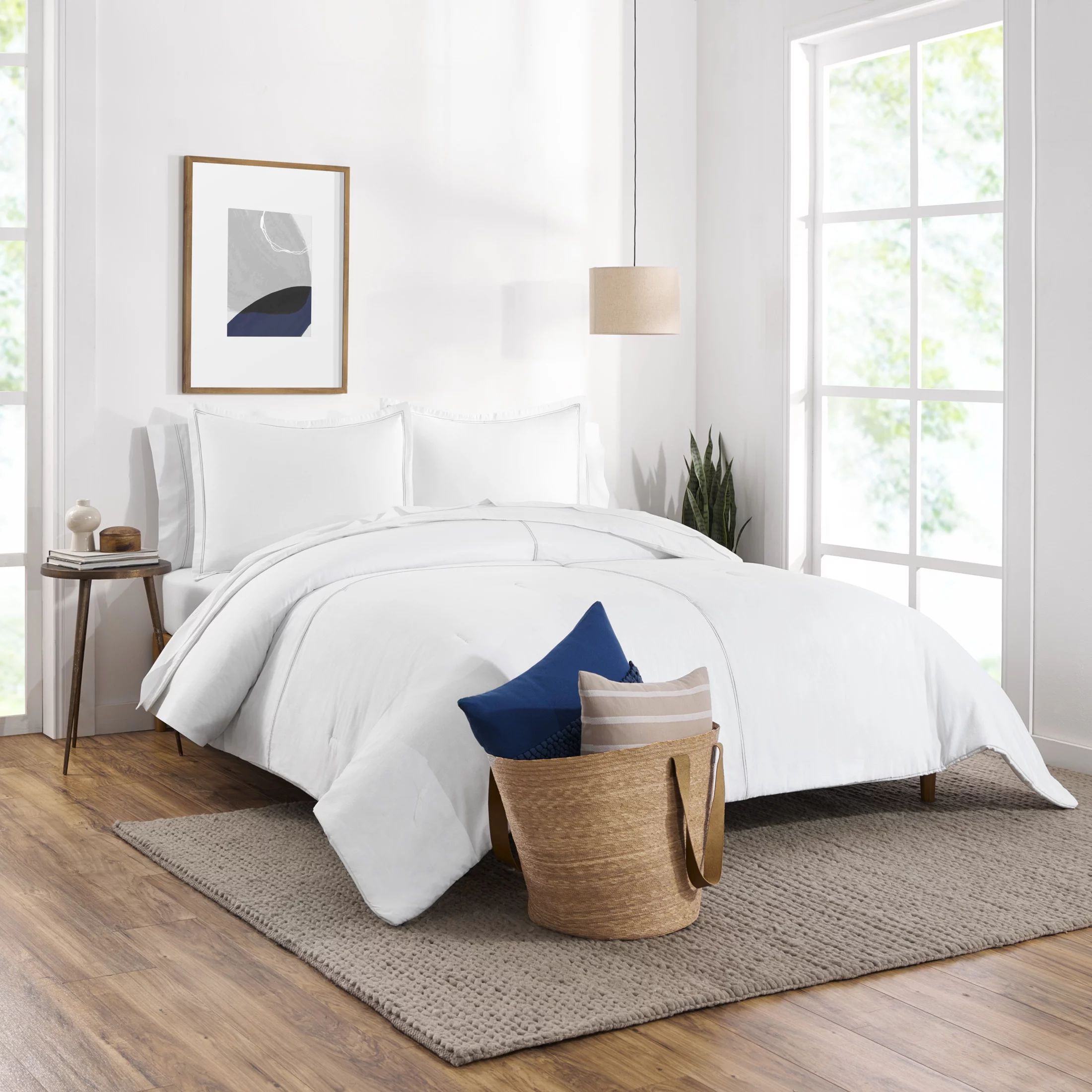 Gap Home Washed Denim Reversible Organic Cotton Comforter Set, King, White, 3-Pieces | Walmart (US)