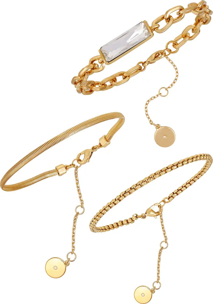 Vince Camuto Set of 3 Baguette Crystal & Chain Bracelets | Nordstromrack | Nordstrom Rack
