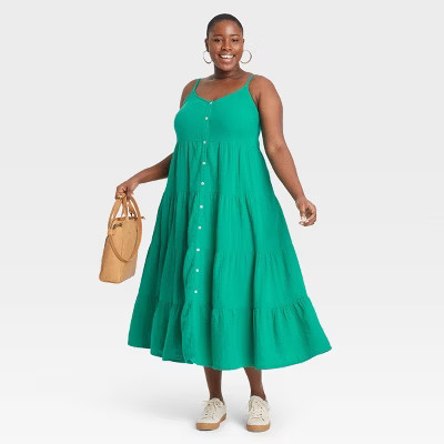 Women's Sleeveless Button-Front Tiered Dress - Universal Thread™ | Target