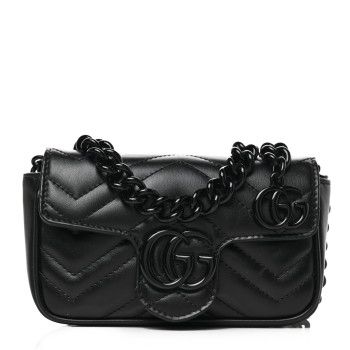 Calfskin Matelasse Monochrome GG Marmont Chain Belt Bag Black | FASHIONPHILE (US)