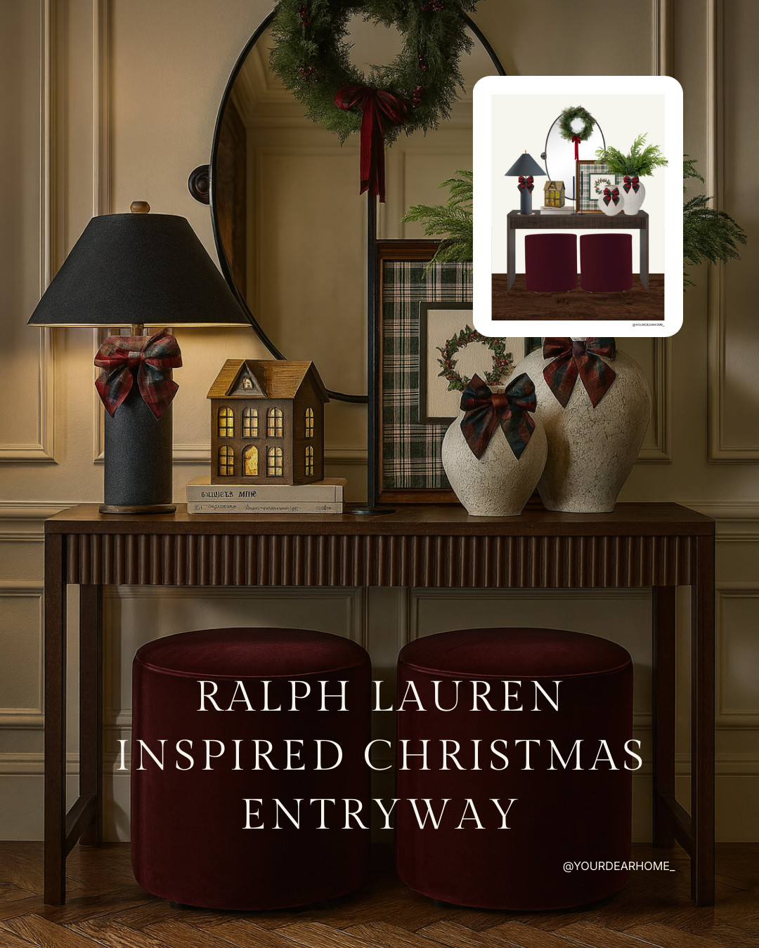 Ralph Lauren Christmas will forever be unmatched! Here's one more entryway that's rich, moody, layered, and so timeless 🎄❤️ 

 #LTKHoliday #LTKSeasonal #LTKHome