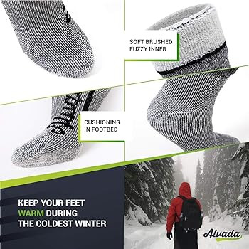 Merino Wool Hiking Socks Thermal Warm Crew Winter Boot Sock For Men & Women 3 Pairs | Amazon (US)