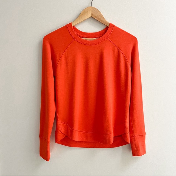 [athleta] mindset soft modal crewneck long sleeve sweatshirt orange red XS | Poshmark