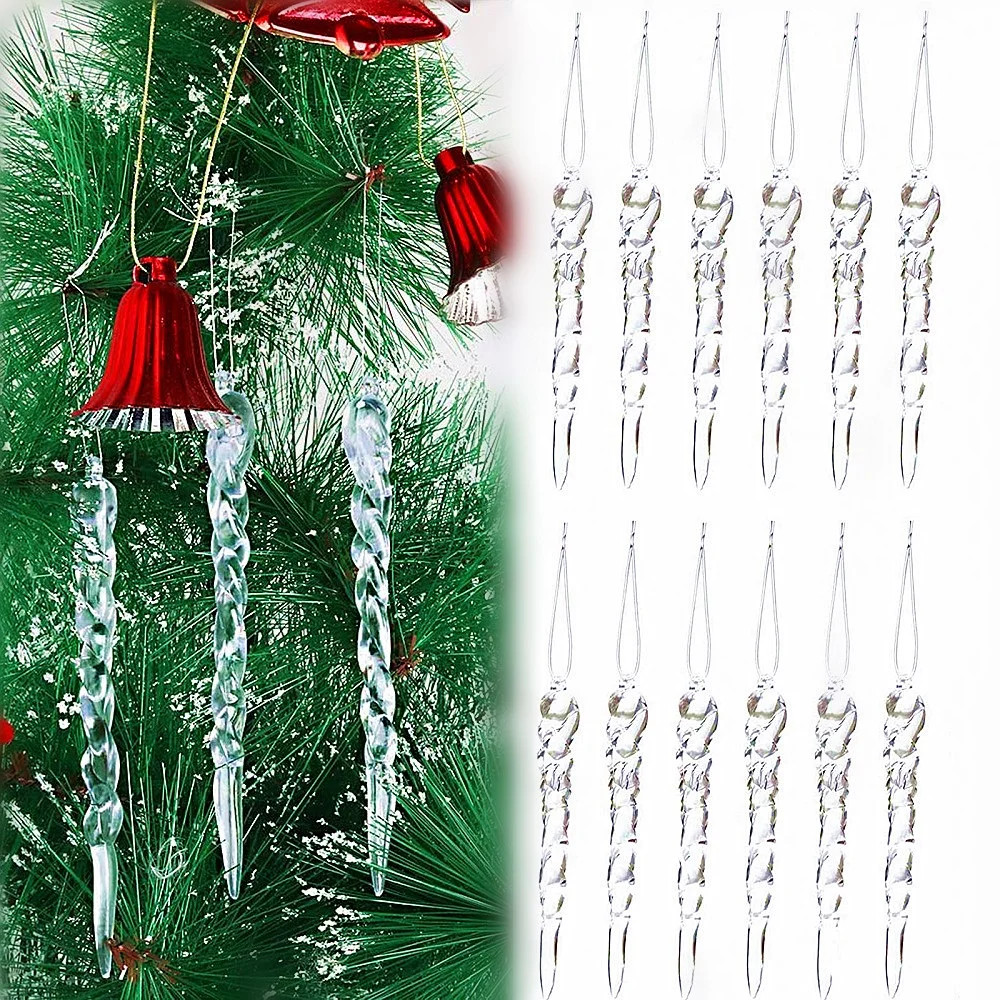 5.1" Crystal Twisted Icicle for Christmas Tree Ornaments, 12/24/36X Unbreakable Acrylic Artificia... | Walmart (US)