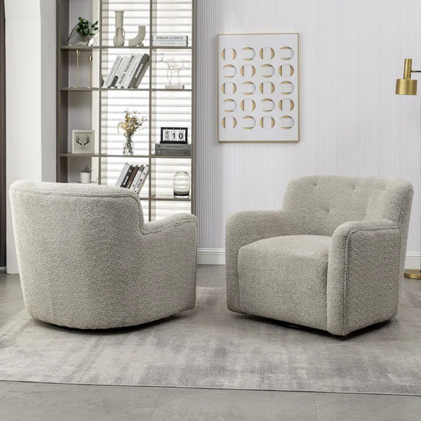 Fae 32.5" Wide Chenille Upholstered Swivel Accent Armchair (Set of 2) | Wayfair North America