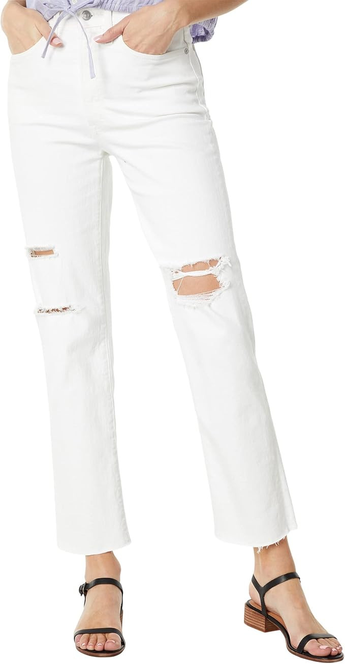 Madewell The Perfect Vintage Straight Jean in Tile White: Ripped-Knee Edition | Amazon (US)