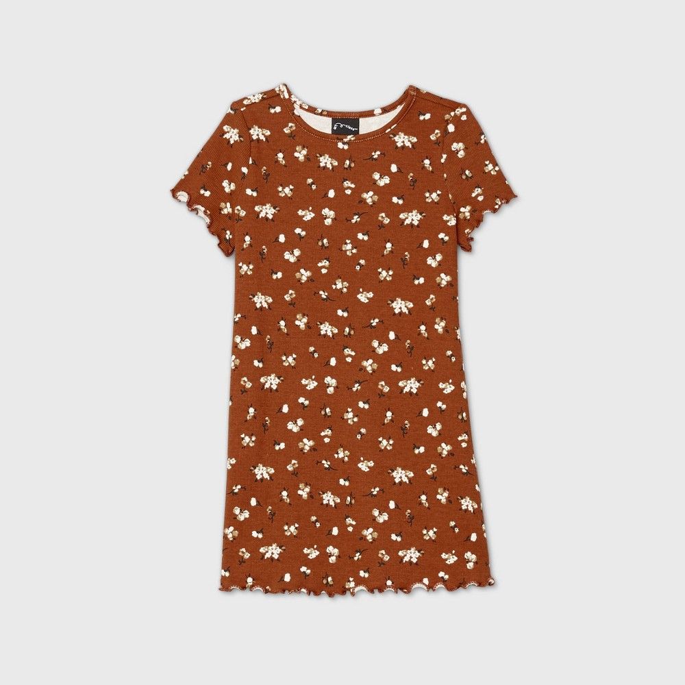 Toddler Girls' Short Sleeve Ribbed T-Shirt Dress - art class Orange 4T | Target