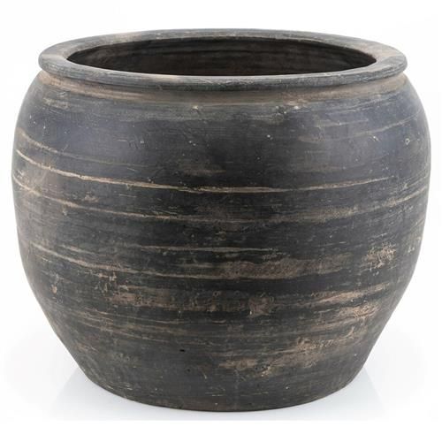 Alexandra Modern Classic Grey Pottery Vintage Water Jar - Medium | Kathy Kuo Home