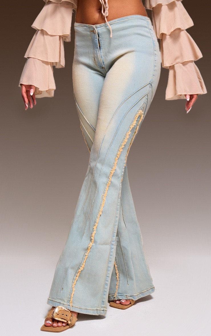 Vintage Distressed Seam Flared Jeans | PrettyLittleThing US