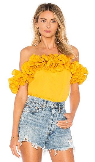 Amanda Uprichard Joelle Top in Marigold | Revolve Clothing (Global)