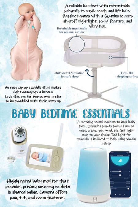 Baby bedtime essentials! I’ve listed some options below including the same bassinet without the electronic features! Also, the Hatch nightlight/sound machine in the newest version that comes with a portable charger 

#babymonitor #bassinet #babyswaddle #whitenoisemachine #babyessentials #babybedtime #babyshower #babyshowergiftideas #nightlight #forbaby #babyproducts #babymusthaves 

#LTKbaby #LTKbump #LTKkids