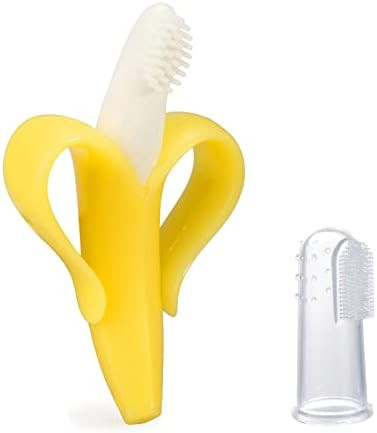 Baby Toothbrush and Banana Teether,Soothing Pain Relief Soft Baby Teething Toy,Silicone Training ... | Amazon (US)