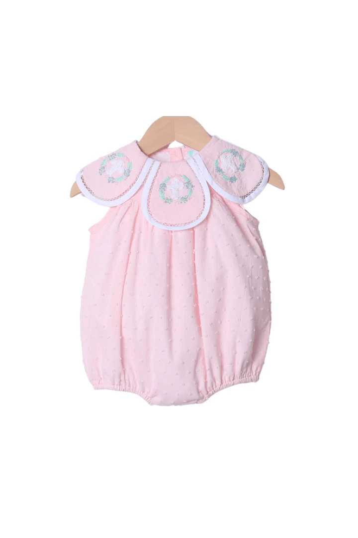 Crochet Cross Pink Swiss Dot Bubble | The Smocked Flamingo