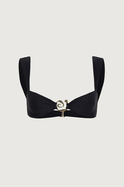 Spiral Bandeau Top (Faux Suede Black) | SAME