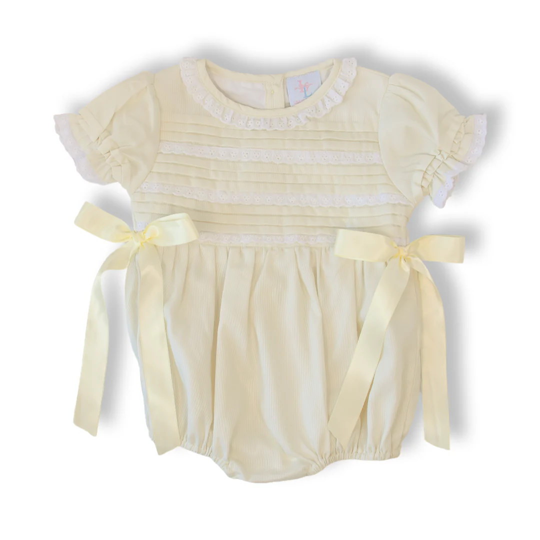 Yellow Lace Heirloom Smocked Bubble | Lillie & Lilah