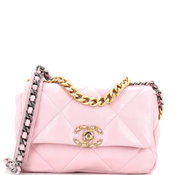 Chanel 19 Flap Bag Quilted Leather Medium Pink 4026141 | Rebag