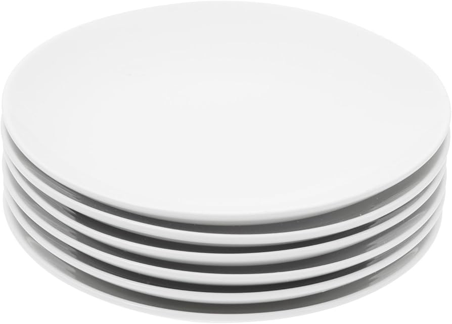 Miicol Durable Porcelain 6-Piece Dessert Plate Set, Elegant White Serving Plates (6-inch dessert ... | Amazon (US)