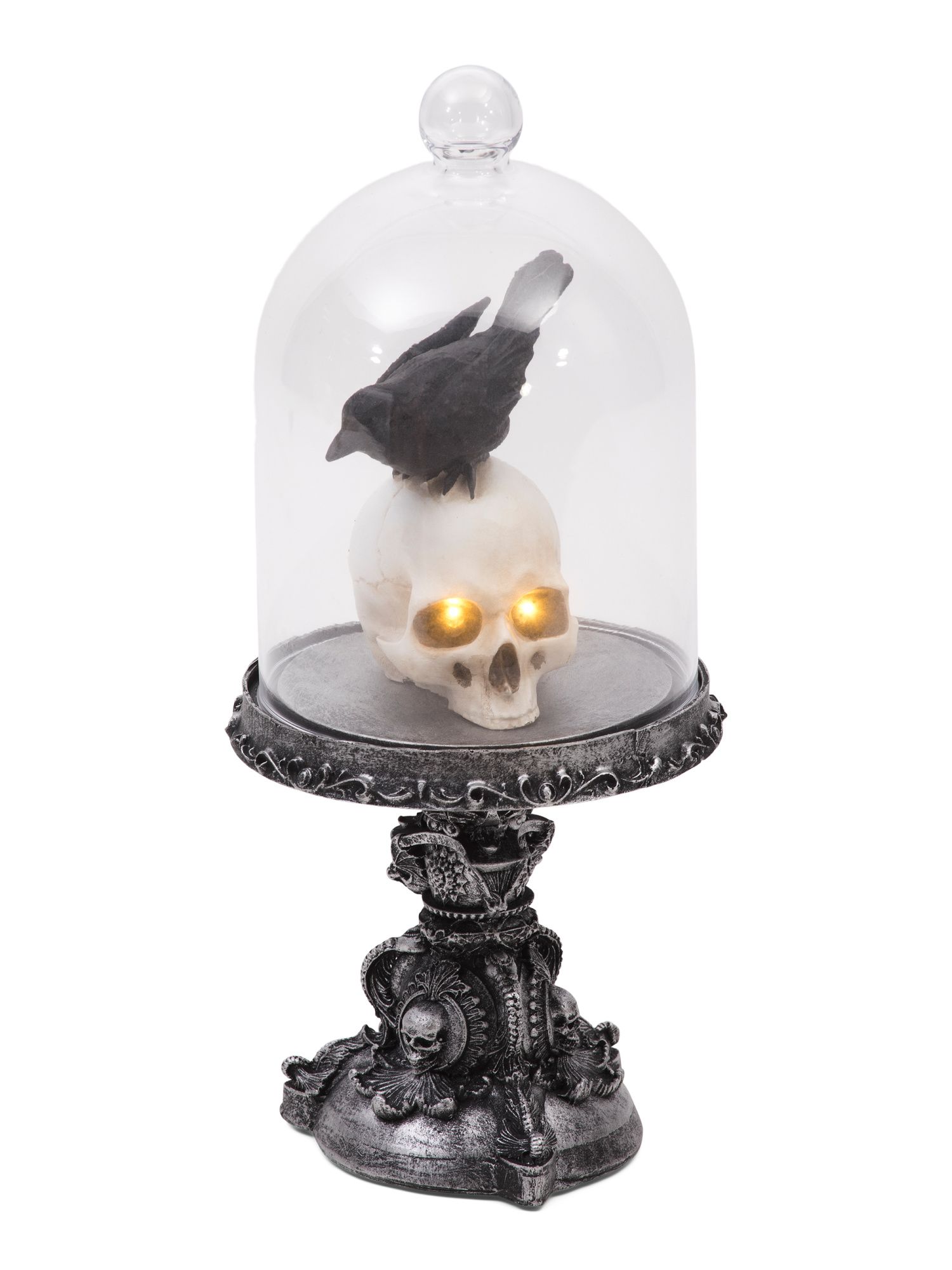 Crow On Skull In Cloche Decor | TJ Maxx