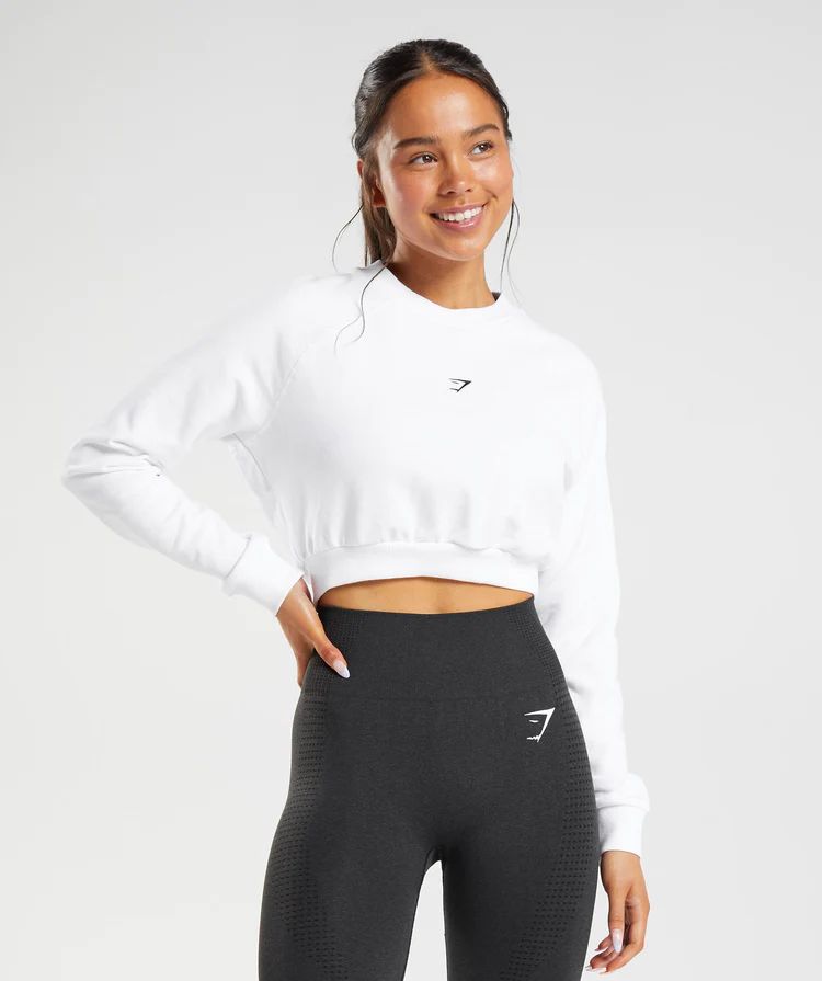 Gymshark Training Cropped Sweater - White | Gymshark (Global)