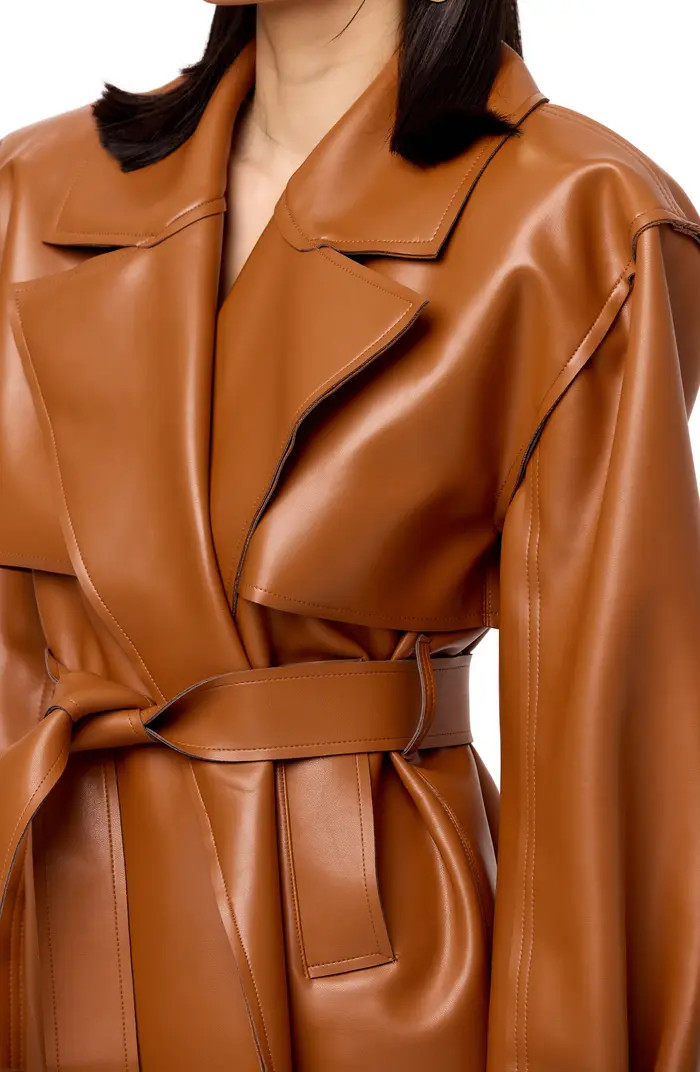 Faux Leather Crop Trench Coat | Nordstrom