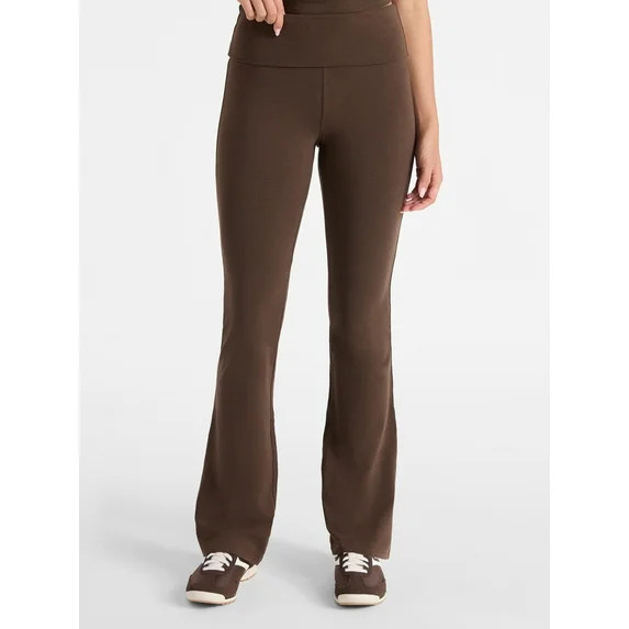 No Boundaries Flare Pants with Foldover Waistband, 32'' Inseam, Women's XS-XXL | Walmart (US)