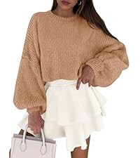 PRETTYGARDEN Sweaters for Women 2026 Fall Chunky Knit Long Sleeve Crew Neck Oversized Pullover To... | Amazon (US)