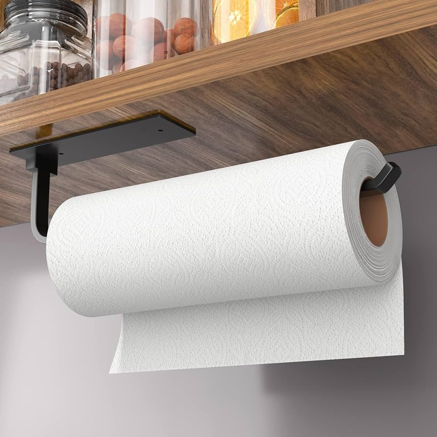 Paper Towel Holder - Self-Adhesive or Drilling, Matte Black, Upgraded Aluminum Kitchen Roll Dispe... | Amazon (US)