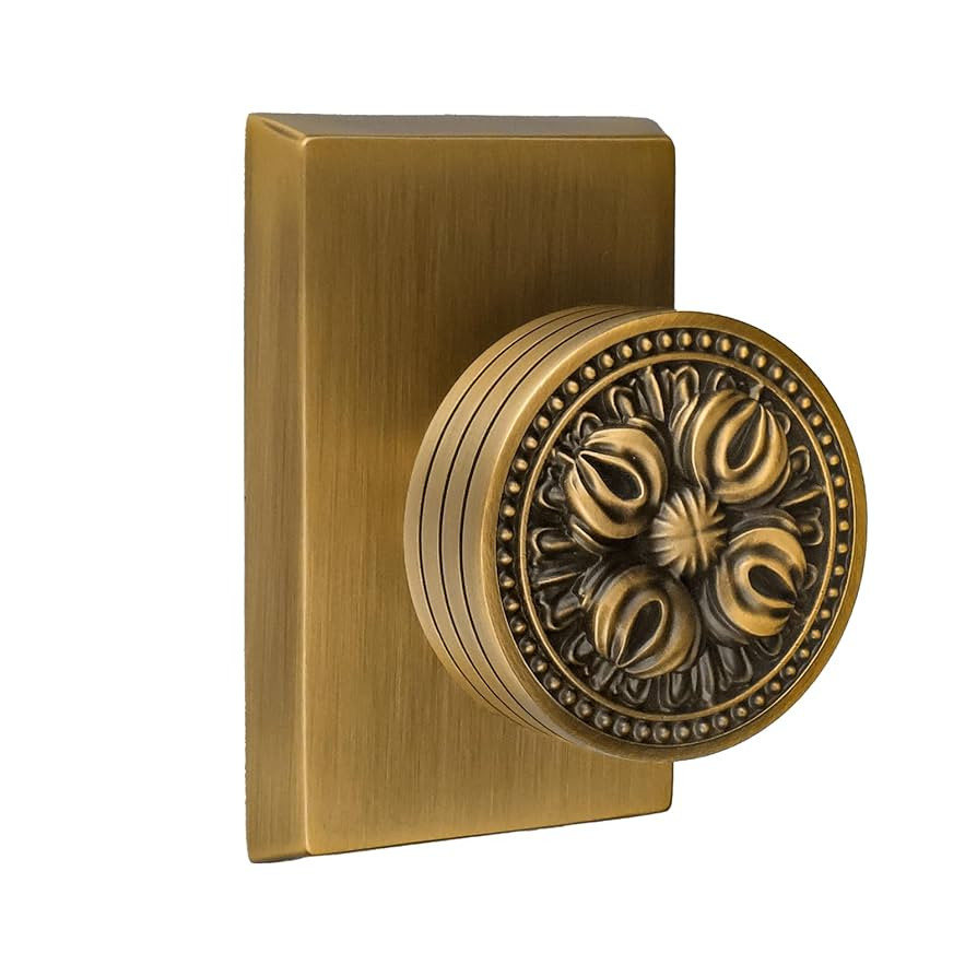 Antique Brass Vintage Floral Door Knob – Solid Brass Construction, Vintage Design, Secure and D... | Amazon (US)