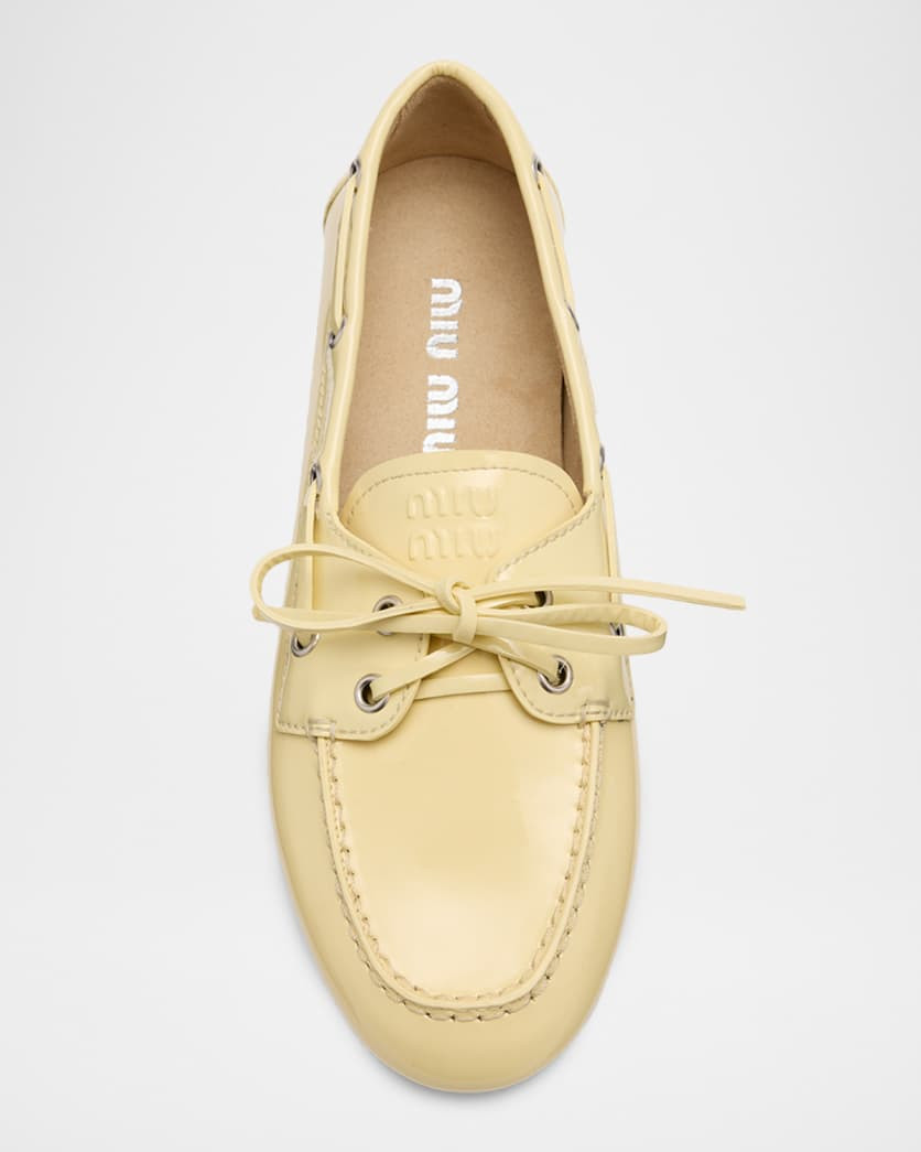 Miu MiuShoesMiu Miu EspadrillesEspadrillesMiu MiuLeather Lace-Up Moccasins$1,050Starting at $51/m... | Neiman Marcus