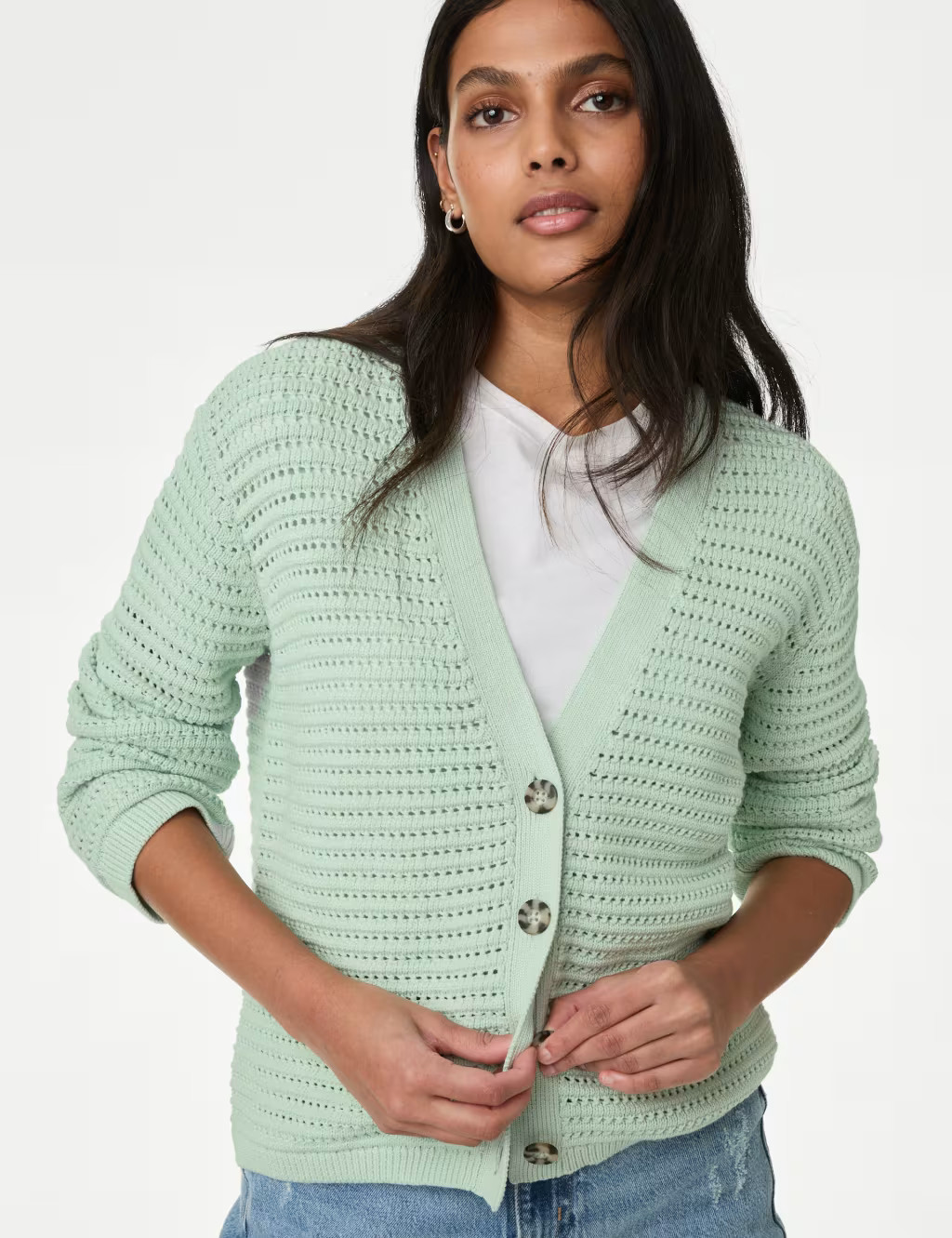 Cotton Rich Textured V-Neck Cardigan | Marks & Spencer (UK)