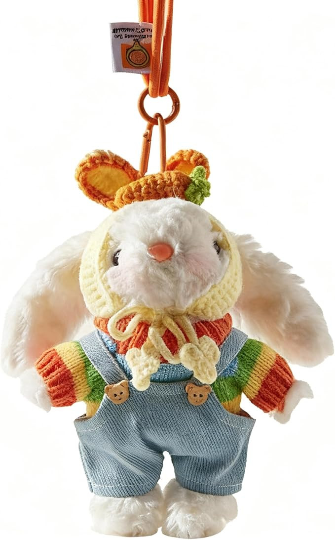 Lop-Eared Bunny Plush Charm Keychain - Soft Stuffed Rabbit Accessory, Suitable Gift for Family, F... | Amazon (US)