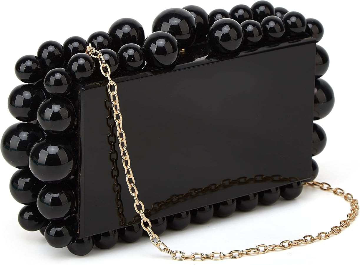 Bolso de noche de acrílico con cuentas para mujer, elegante bolso de hombro, bolso de mano de m... | Amazon (US)
