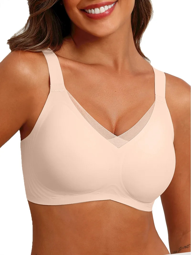 MINTREUS Womens Wireless Bras V Mesh Comfortable Bralette Supportive Tshirt Bra No Underwire Seam... | Walmart (US)