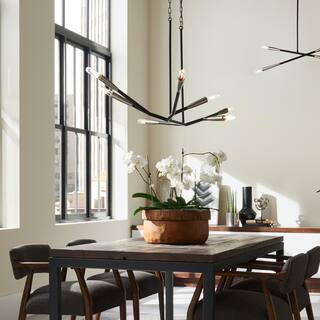 Branches 23.25 in. 7-Light Black Branch Linear Contemporary Chandelier for Dining Room | The Home Depot