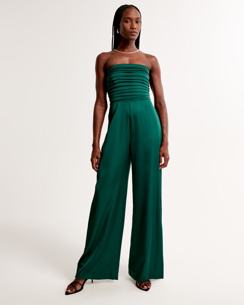 Women's Emerson Ruched Strapless Jumpsuit | Women's New Arrivals | Abercrombie.com | Abercrombie & Fitch (US)