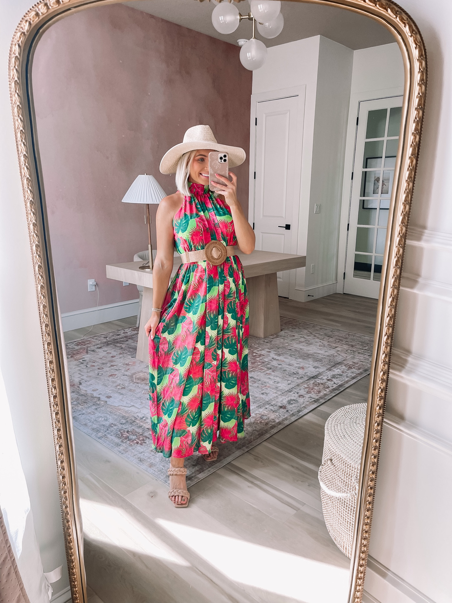 #VacationStyle with this high-neck maxi! Wearing a size small! #RedDress find under $55. #ResortStyle #FloralDress #VacationDress #Vacation #ResortWear #Dress 

#LTKstyletip #LTKFind #LTKtravel
