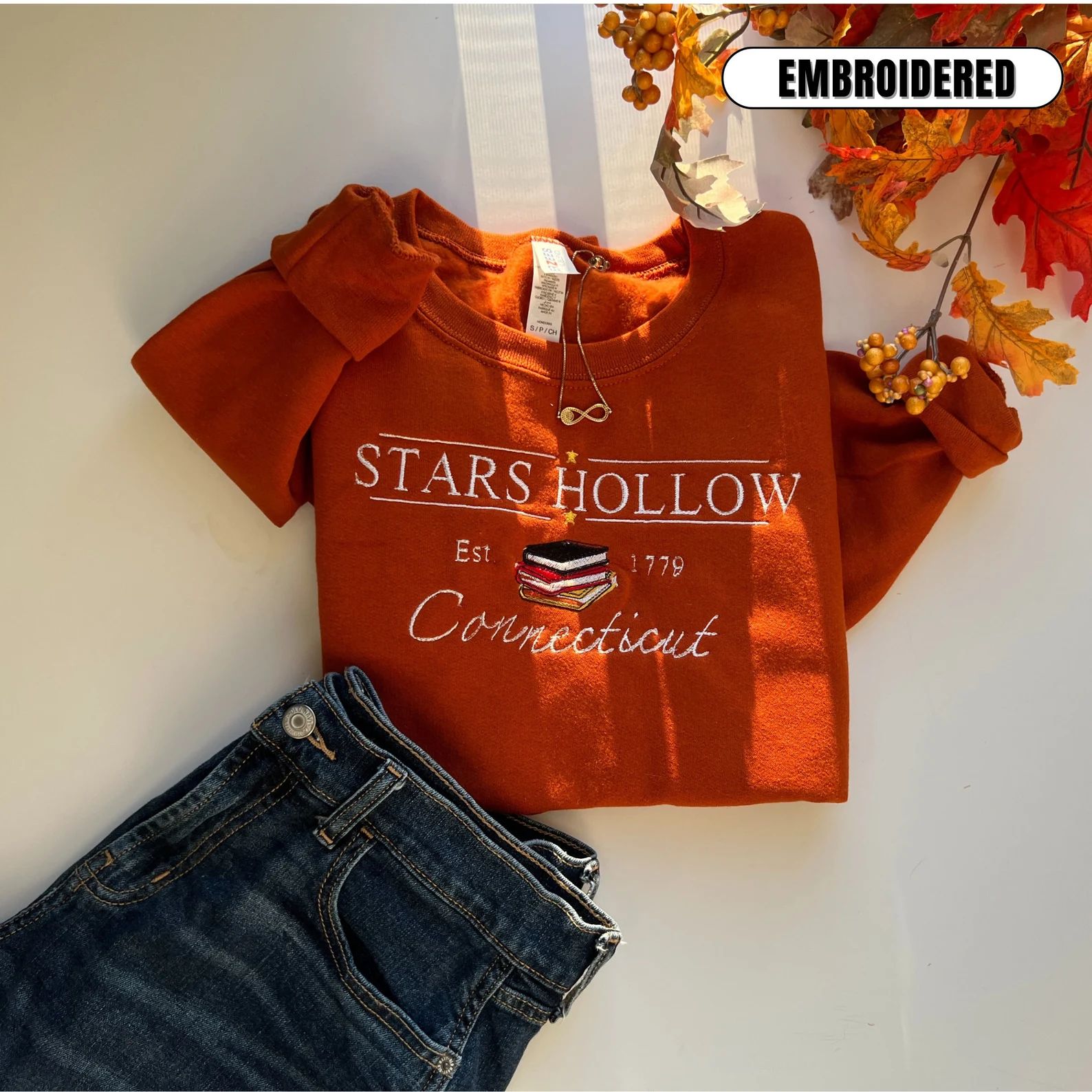 Stars Hollow Embroidered Sweatshirt - Etsy | Etsy (US)