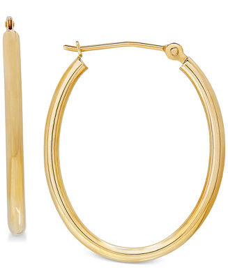 Polished Oval Tube Hoop Earrings in 10k Gold, 1 inch - Macy's | Macy's