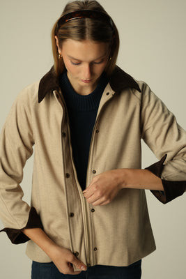 Reid Jacket in Taupe Plush Herringbone | Duffield Lane
