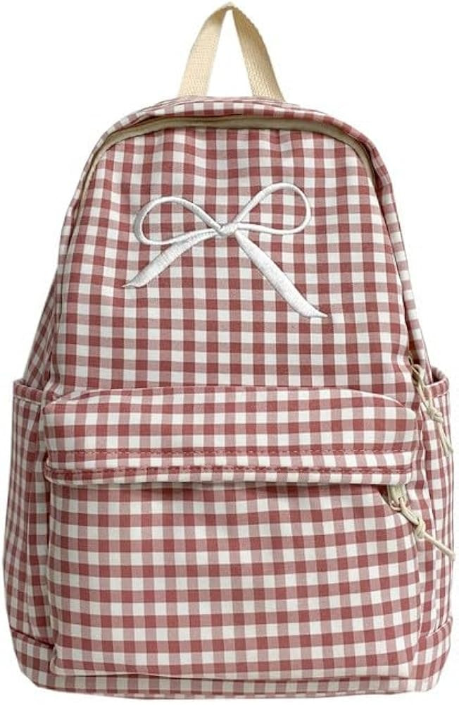 Womens Small Cute Trendy Plaid Preppy Backpack Y2k Aesthetic Kawaii Bow Checkered Daypack Coquett... | Amazon (US)