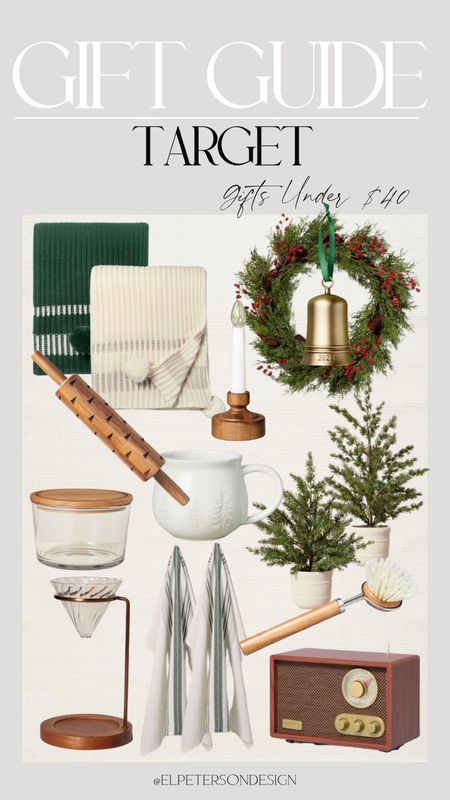 @target @targetsyle #AD
#TargetPartner #Target #targetstyle 
Hearth and Hand Gifts under $40
Wreath
Holiday bell
Canister
Kitchen brush
Table top trees
Throw blankets
Mug
Rolling pin
Radio
Pour over coffee maker 
Frameless 
Candle 
Sack kitchen towel 

#LTKGiftGuide