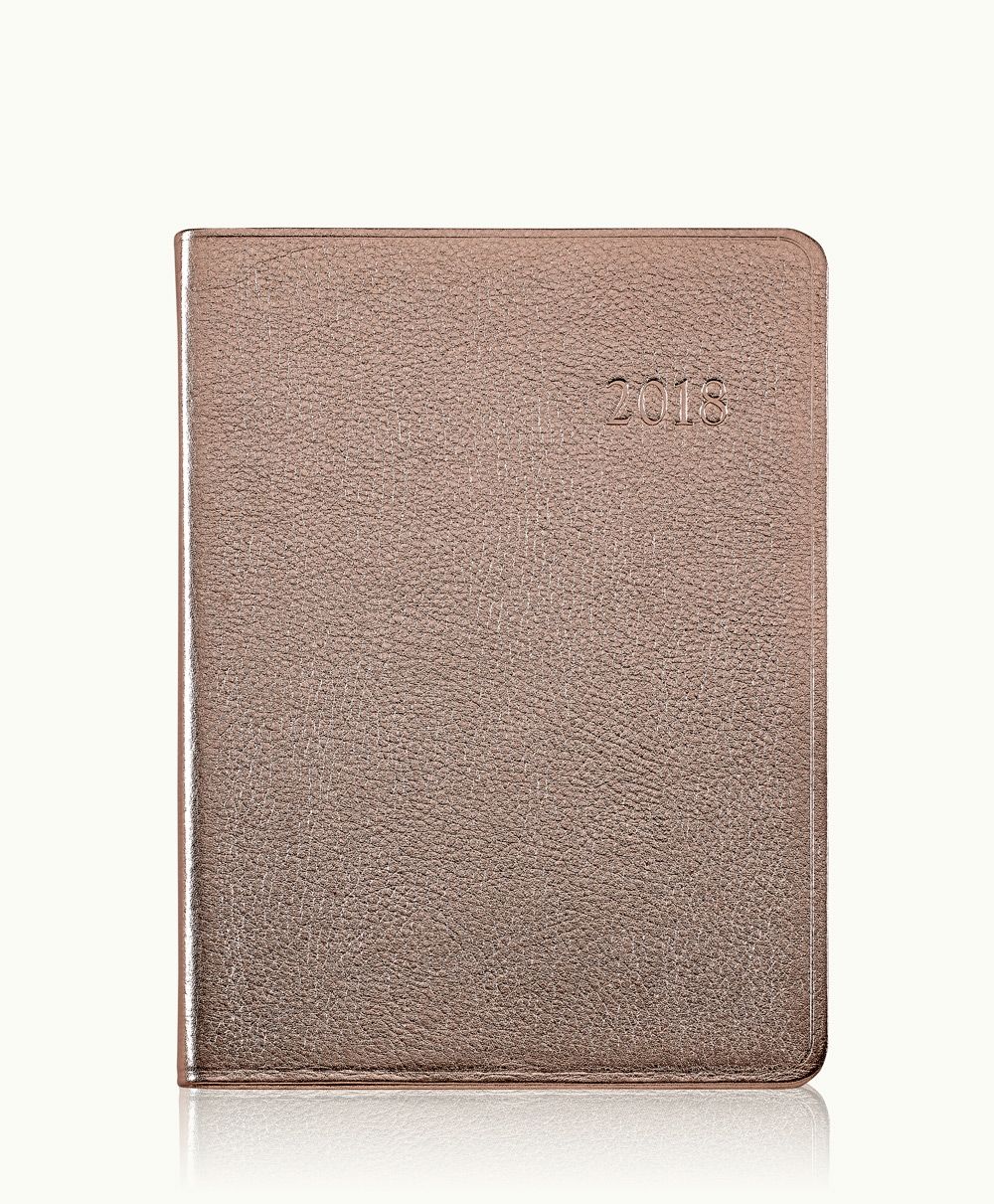 2018 Desk Diary Rose Gold Metallics Leather | GiGi New York