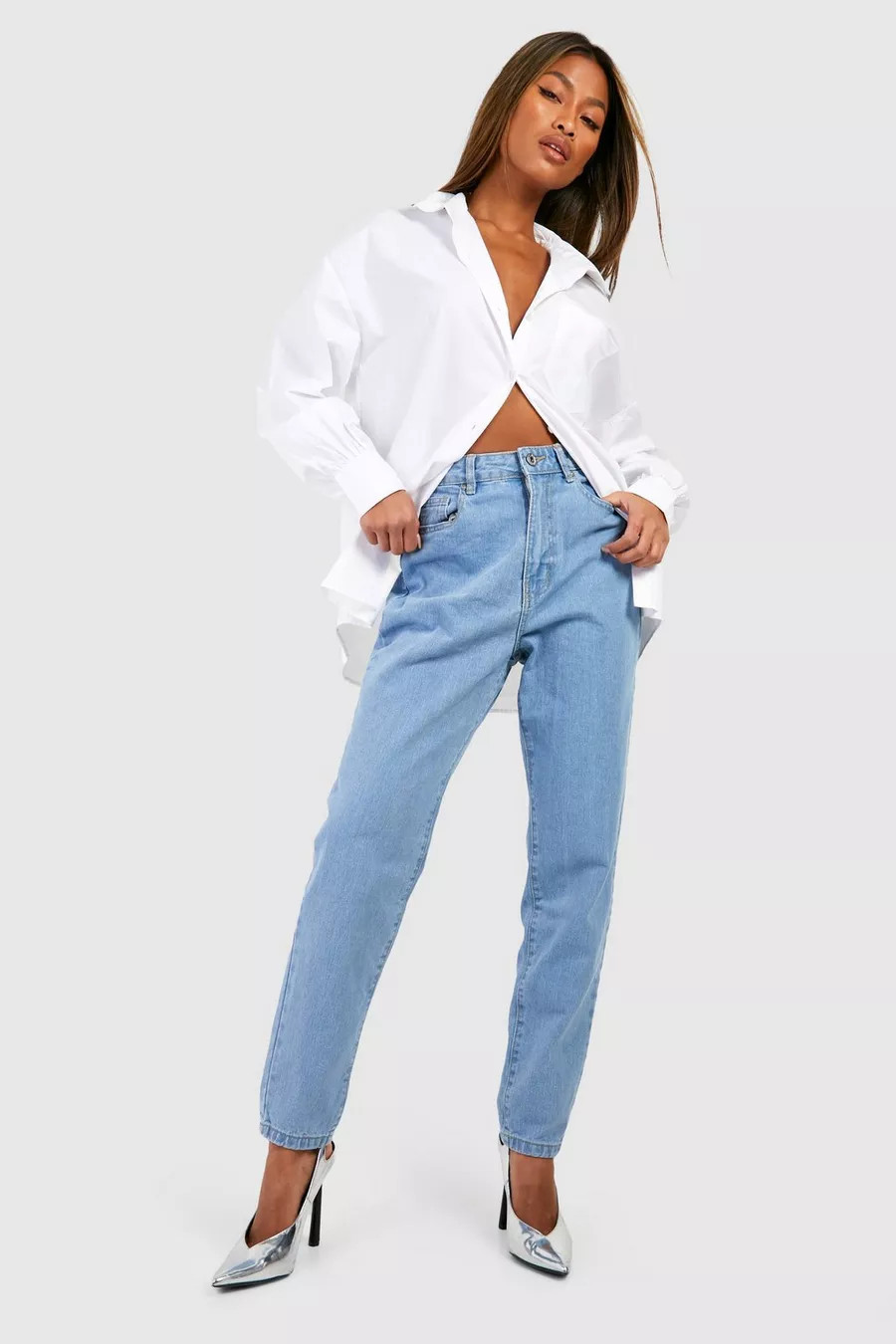 Basics High Waisted Mom Jeans | Boohoo AU