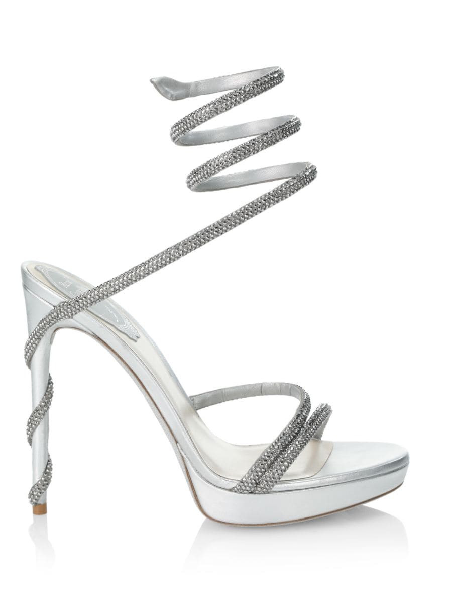 Crystal-Embellished Metallic Leather Wrap Sandals | Saks Fifth Avenue