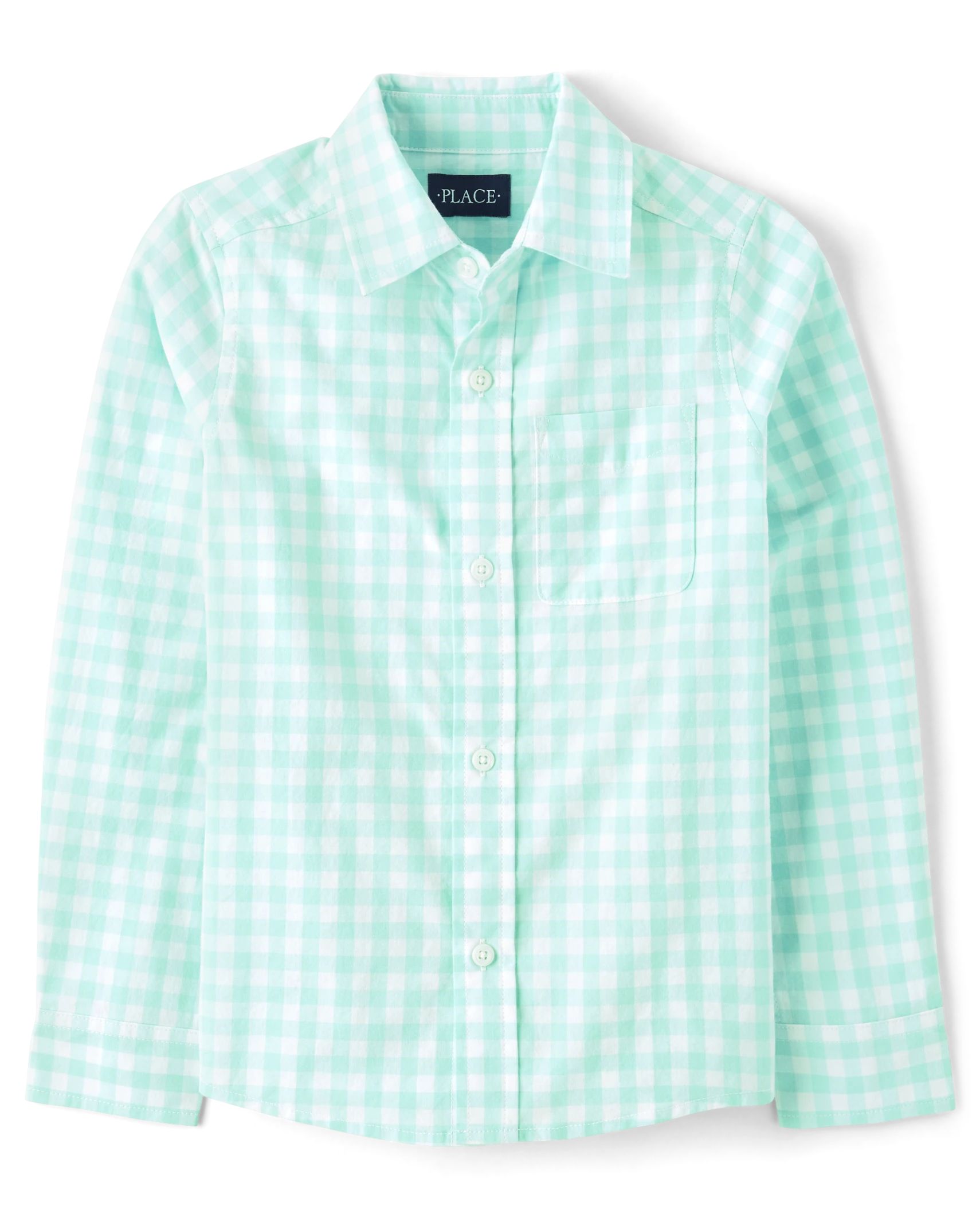 Boys Dad And Me Gingham Poplin Button Up Shirt - mellow aqua | The Children's Place