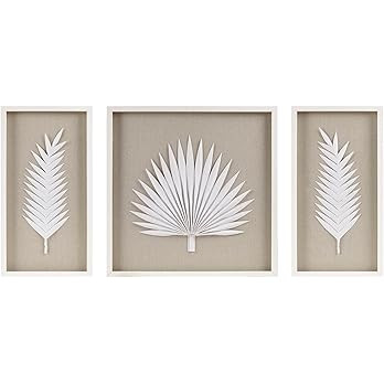 Madison Park Sabal Floral Wall Art - Handmade Canvas Palm Natural Rice Paper Shadow -Box Set, Gla... | Amazon (US)