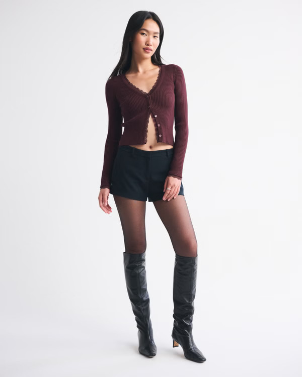 Women's Lace-Trim Cardigan | Women's Tops | Abercrombie.com | Abercrombie & Fitch (US)